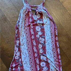 Papermoon Floral Halter Tank - Red & Cream